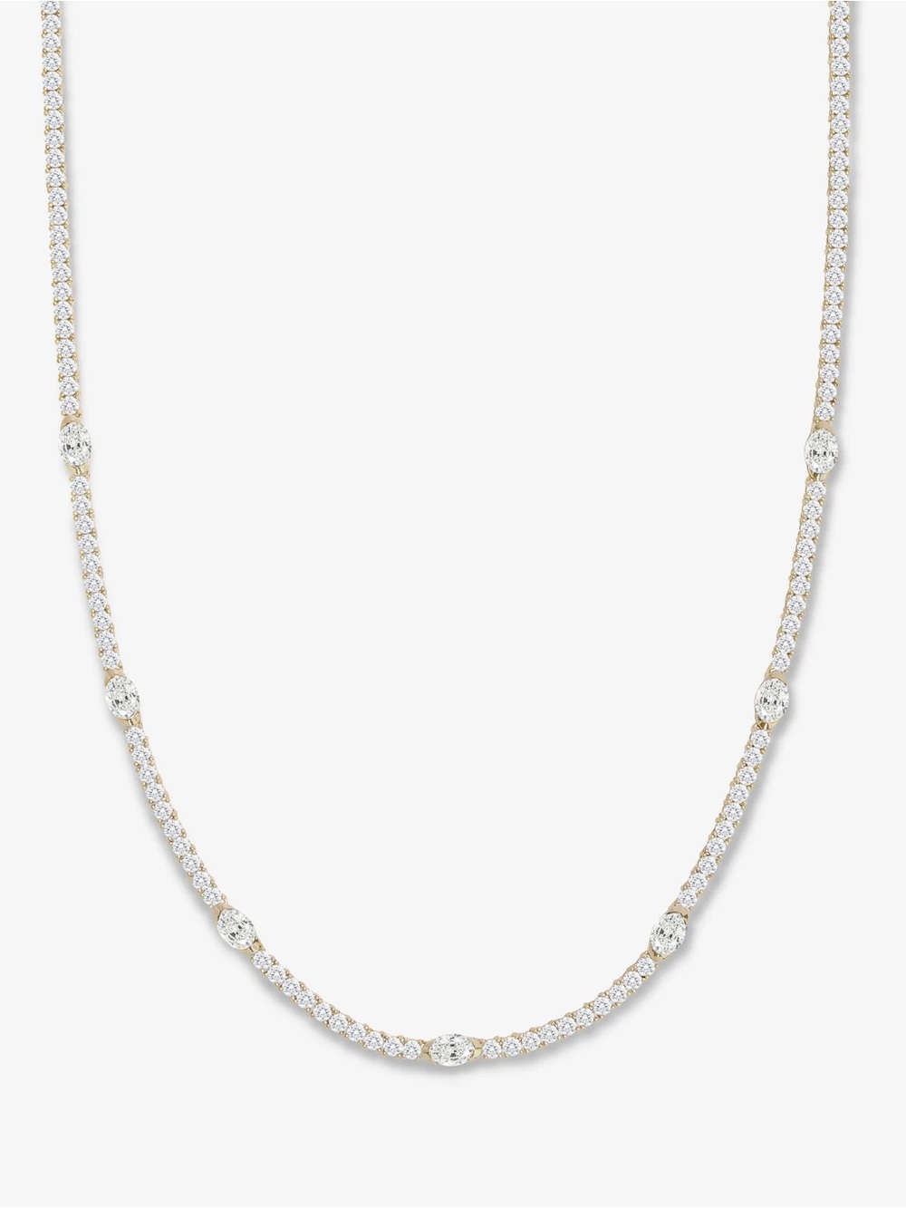 Melinda Maria Gold Necklace with Clear Stone Stations